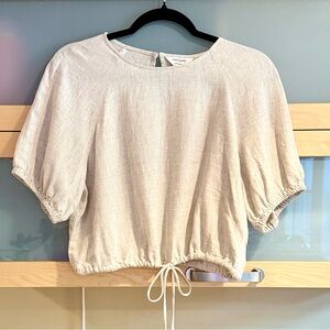 Banana Republic Cream Linen Blouse with Drawstring Hem
